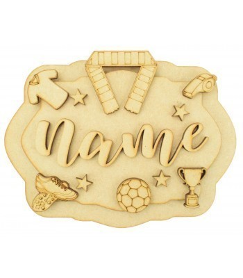 Laser Cut Personalised 3D Layered Rectangle Plaque - Football Themed